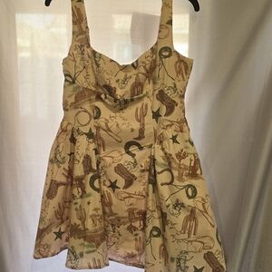 Blu Pepper Beige Western Print Mini Dress